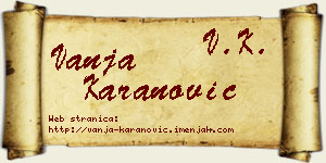 Vanja Karanović vizit kartica